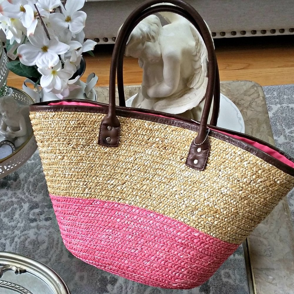 SUMMER Chic LARGE Straw TOTE BAG OH MY!